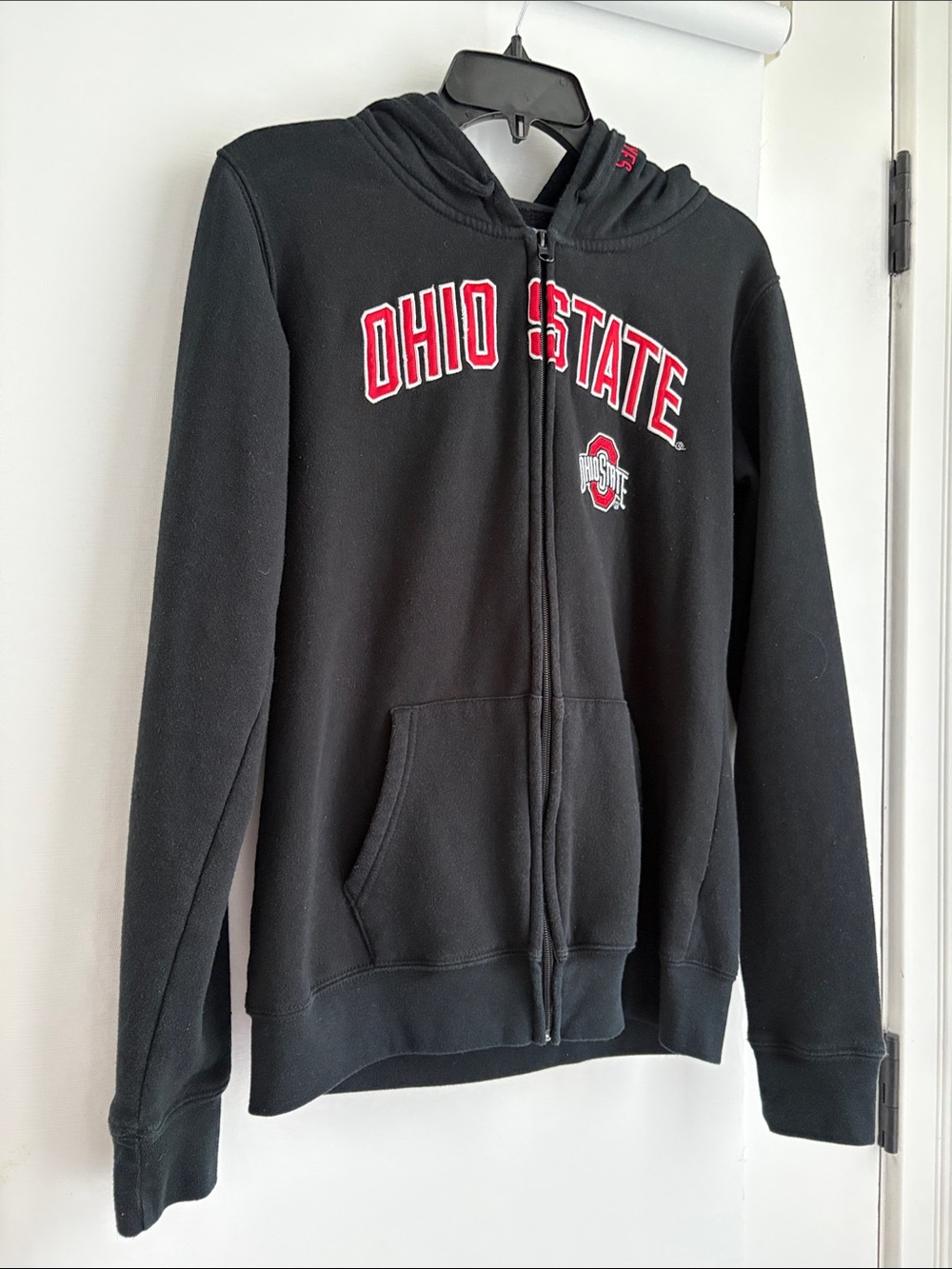 Ohio State Kids Black Full-Zip Hoodie with Red Logo